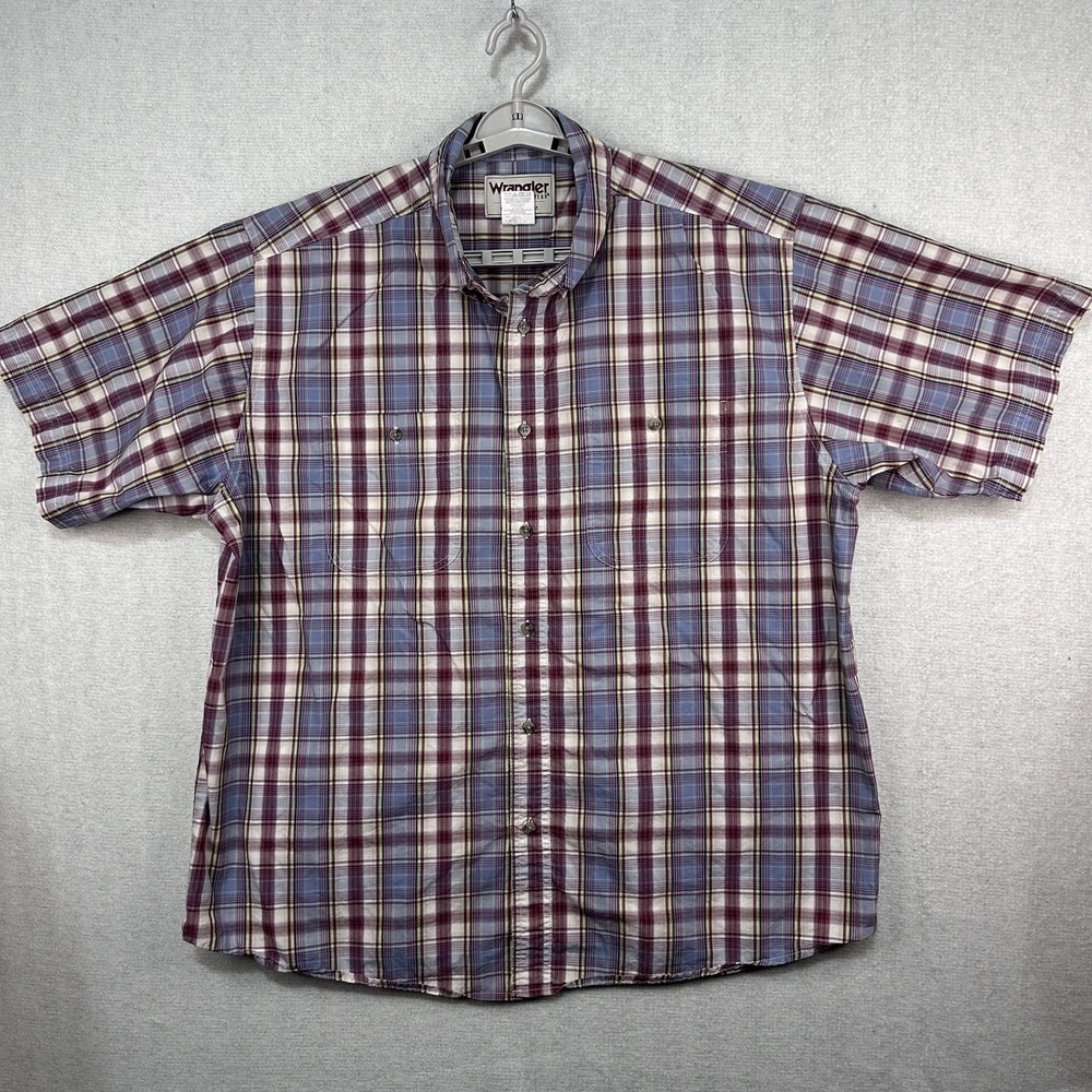 Wrangler Rugged Wear Wrinkle Resist Mens XXL Button Up Cotton Shirt